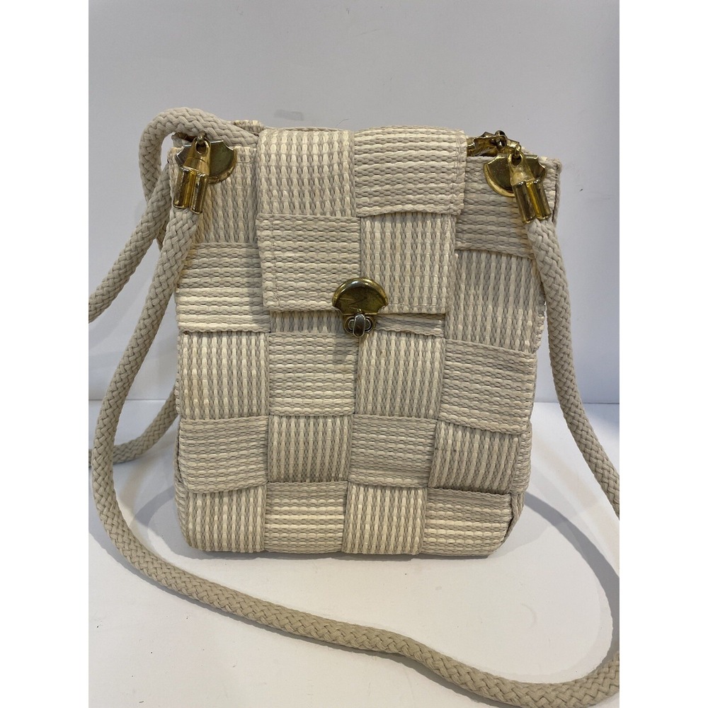 Women's Vintage Yellow Woven Purse Shoulder Bag  M&G Bertini Italy 70s 80s